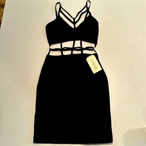 BRAND NEW NaaNaa XS Black Bodycon Dress with Straps